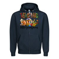 Navy Teaching Little Pumpkins Zipper Hoodie - texasbilliewilder