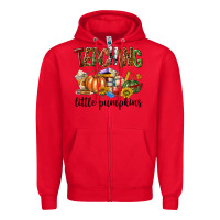 Red Teaching Little Pumpkins Zipper Hoodie - texasbilliewilder