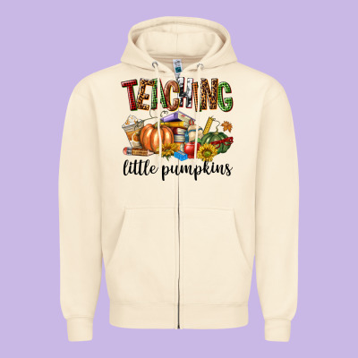 Teaching Little Pumpkins Zipper Hoodie Designed By Texasbilliewilder