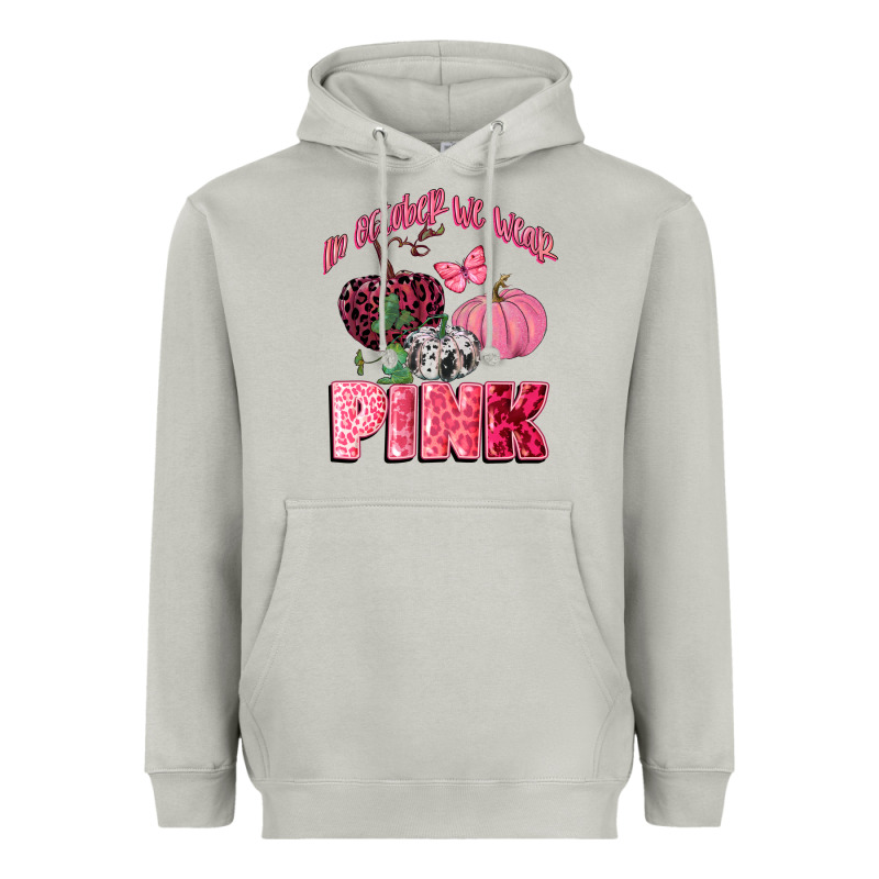 In October We Wear Pink Heavyweight Hoodie by CowGirlArtShop | Teevron