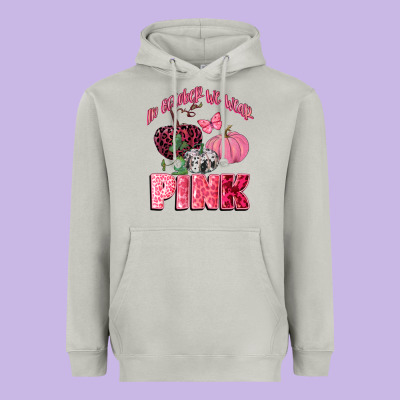 In October We Wear Pink Heavyweight Hoodie Designed By Cowgirlartshop