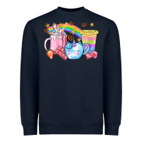Navy Unicorn Coffee Cup With Star Bbs Heavyweight Sweatshirt - BundleAndBundleShop