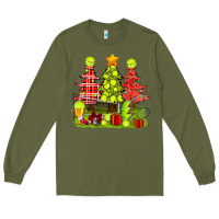 Army Green Christmas With Tennis Trees Long Sleeve Tee - BundleAndBundleShop