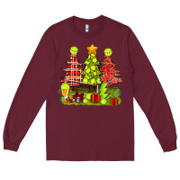 Burgundy Christmas With Tennis Trees Long Sleeve Tee - BundleAndBundleShop