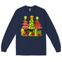 Navy Christmas With Tennis Trees Long Sleeve Tee - BundleAndBundleShop