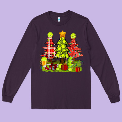 Christmas With Tennis Trees Long Sleeve Tee Designed By Bundleandbundleshop