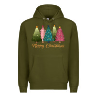 Army Green merry christmas trees Premium Hoodie - CowGirlArtShop