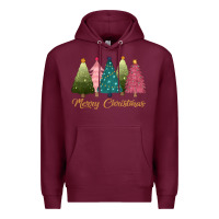 Burgundy merry christmas trees Premium Hoodie - CowGirlArtShop