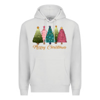 Dove Grey merry christmas trees Premium Hoodie - CowGirlArtShop