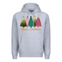 Heather Grey merry christmas trees Premium Hoodie - CowGirlArtShop