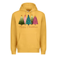 Mustard merry christmas trees Premium Hoodie - CowGirlArtShop