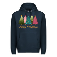 Navy merry christmas trees Premium Hoodie - CowGirlArtShop