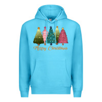 Ocean Blue merry christmas trees Premium Hoodie - CowGirlArtShop