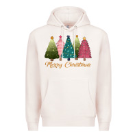 Pale Pink merry christmas trees Premium Hoodie - CowGirlArtShop
