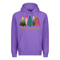 Purple merry christmas trees Premium Hoodie - CowGirlArtShop
