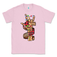Bubblegum Pink merry christmas skeleton hand Classic Tee - CowhideDigitalArt