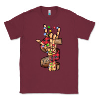 Burgundy merry christmas skeleton hand Classic Tee - CowhideDigitalArt