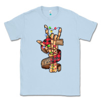 Dusty Blue merry christmas skeleton hand Classic Tee - CowhideDigitalArt