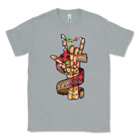 Heather Grey merry christmas skeleton hand Classic Tee - CowhideDigitalArt