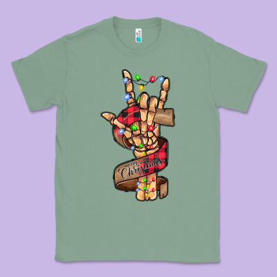 Merry Christmas Skeleton Hand Classic Tee Designed By Cowhidedigitalart