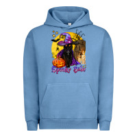 Pigment Pebble Blue spooky babe black witch cat Urban Hoodie - BundleAndBundleShop