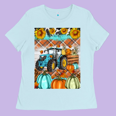 Fall Farm Tractor Air Freshener Ladies Tee Designed By Artiststas