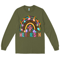 Army Green He Is Risen Rainbow Long Sleeve Tee - BundleAndBundleShop