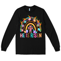 Black He Is Risen Rainbow Long Sleeve Tee - BundleAndBundleShop