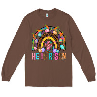Chestnut He Is Risen Rainbow Long Sleeve Tee - BundleAndBundleShop