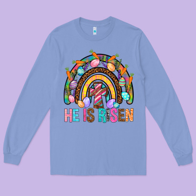 He Is Risen Rainbow Long Sleeve Tee Designed By Bundleandbundleshop