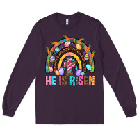 Plum He Is Risen Rainbow Long Sleeve Tee - BundleAndBundleShop