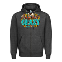 Charcoal Heather Western Beautiful Crazy Zipper Hoodie - texasbilliewilder