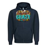 Navy Western Beautiful Crazy Zipper Hoodie - texasbilliewilder