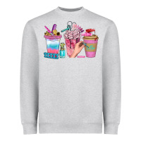 Heather Grey Nail Coffee Cups With Rings Bbs Heavyweight Sweatshirt - BundleAndBundleShop