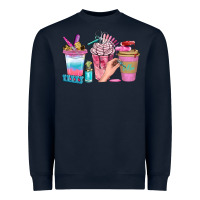 Navy Nail Coffee Cups With Rings Bbs Heavyweight Sweatshirt - BundleAndBundleShop