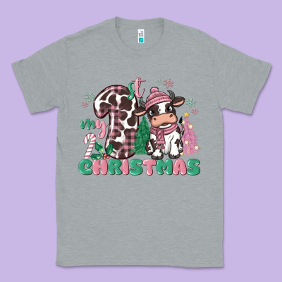 My First Christmas Cow Classic Tee Designed By Maliassmallbusiness