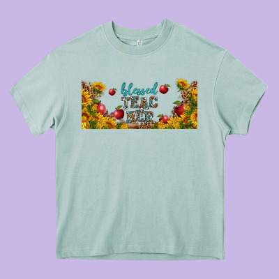 Blessed Teacher Libbey Glass Heavy Core Tee Designed By Bundleandbundleshop