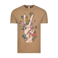 Vintage Coffee hand peace sign Vintage Tee - MaliasSmallBusiness