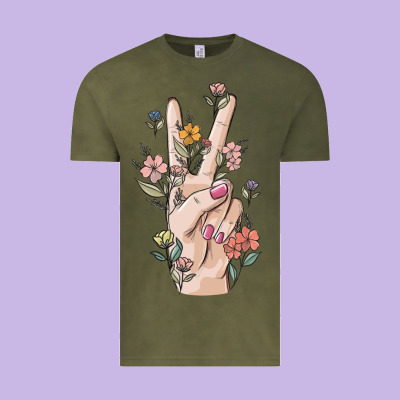 Hand Peace Sign Vintage Tee Designed By Maliassmallbusiness