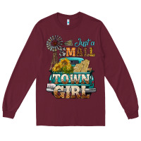 Burgundy Just A Small Town Girl Windmill Long Sleeve Tee - BundleAndBundleShop