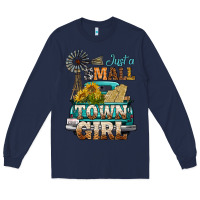 Navy Just A Small Town Girl Windmill Long Sleeve Tee - BundleAndBundleShop