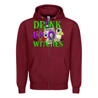 Burgundy Drink Up Witches Zipper Hoodie - texasbilliewilder