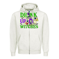 Oatmeal Heather Drink Up Witches Zipper Hoodie - texasbilliewilder