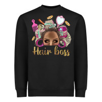 Black Hair Boss Afro Messy Bun With Money Bbs Heavyweight Sweatshirt - BundleAndBundleShop