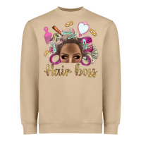 Mushroom Hair Boss Afro Messy Bun With Money Bbs Heavyweight Sweatshirt - BundleAndBundleShop