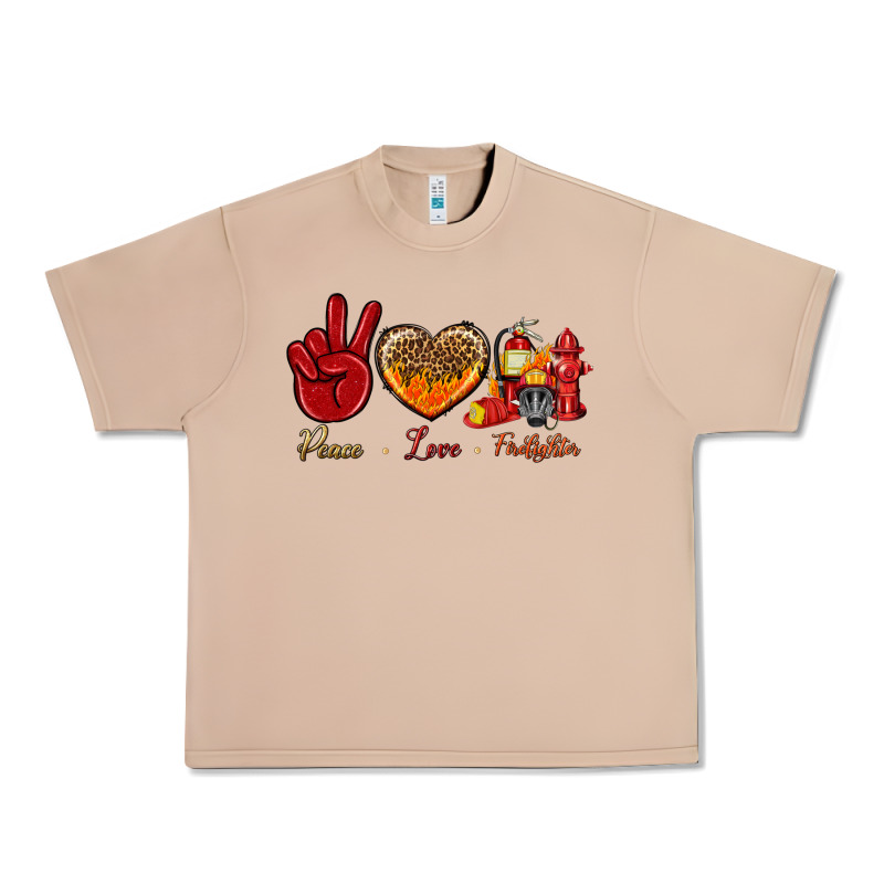 Peace Love Firefighter Urban Heavy Tee by NancyCooperArtShop | Teevron