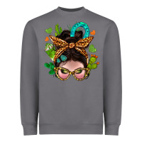 Storm Western  Messy Bun With Cactus Heavyweight Sweatshirt - BundleAndBundleShop