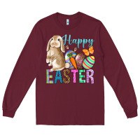 Burgundy Happy Easter Bunny Long Sleeve Tee - BundleAndBundleShop