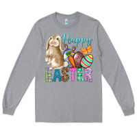 Heather Grey Happy Easter Bunny Long Sleeve Tee - BundleAndBundleShop