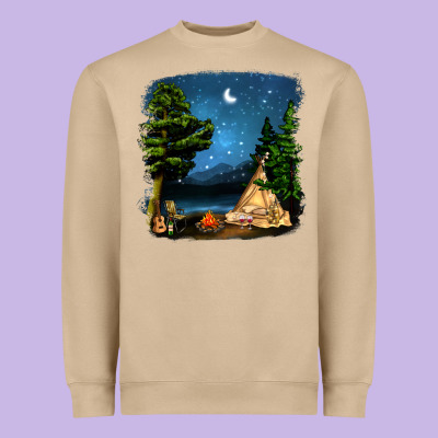 Night Glamping Camp With Wine Heavyweight Sweatshirt Designed By Bundleandbundleshop